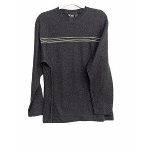 NXS Mens Gray Sweatshirt Striped Crew Neck Long Sleeve Pullover Regular Fit L